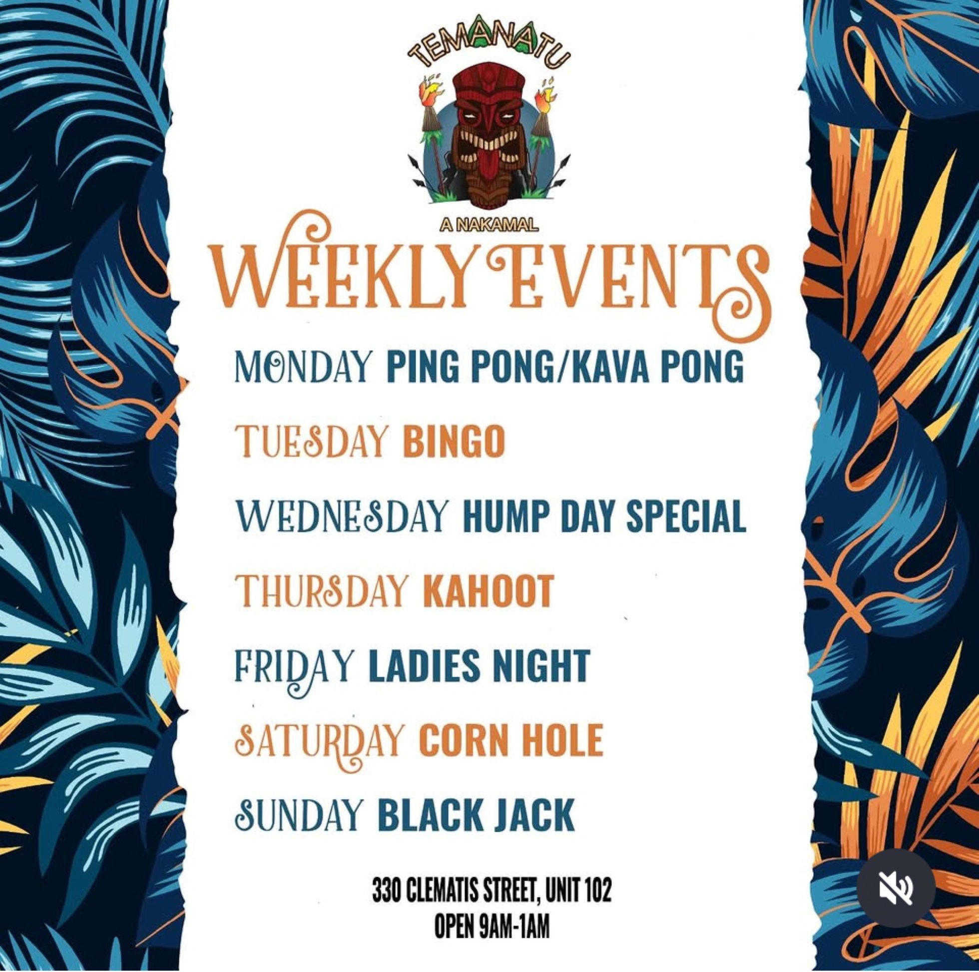 weekly events at WPB kava & tea lounge