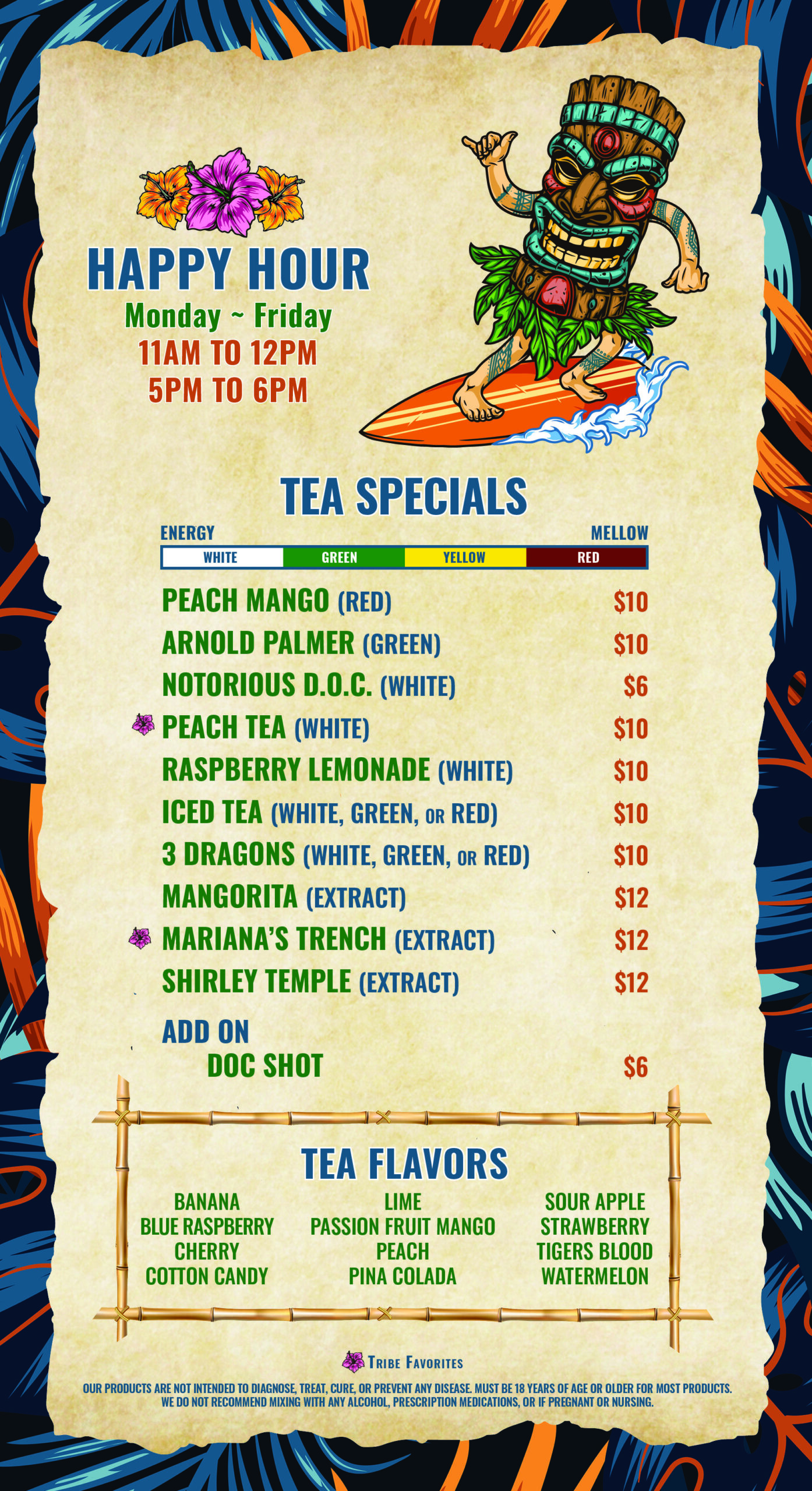 T2 happy hour menu